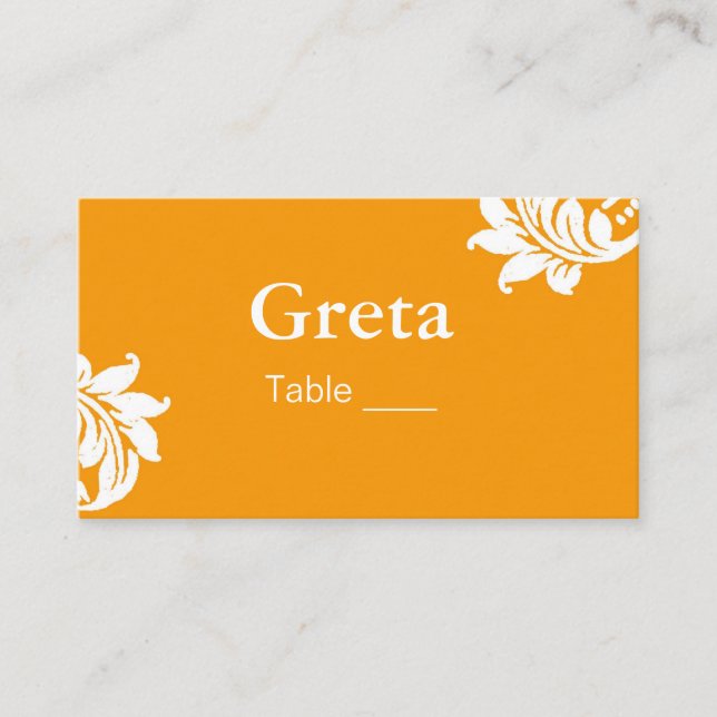 Pink and Orange Damask Table Place Card Holders (Front)