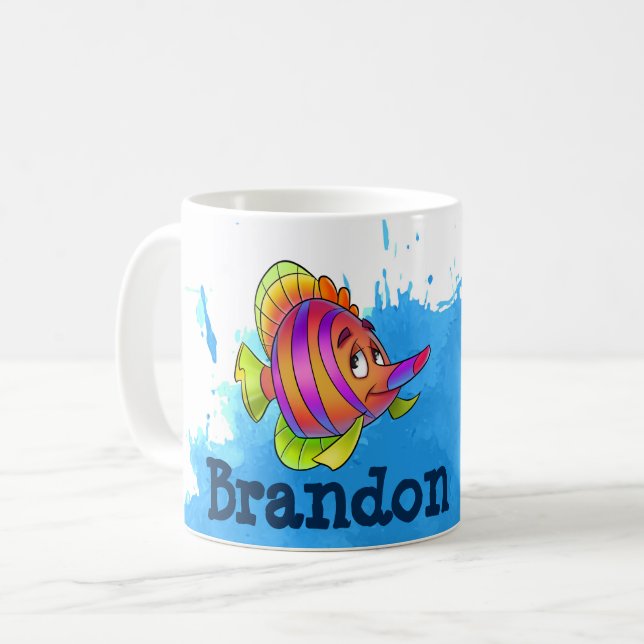 Pink and Orange Fish Mug (Front Left)