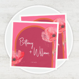 Pink and Orange Floral Bloom Vibrant Napkin