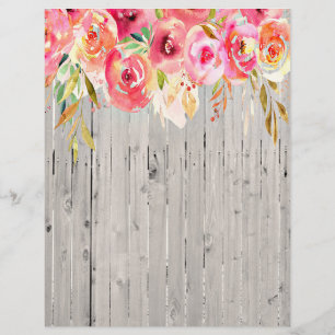 Pink and orange floral border on wood