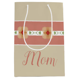 Pink And Orange Floral Medium Gift Bag