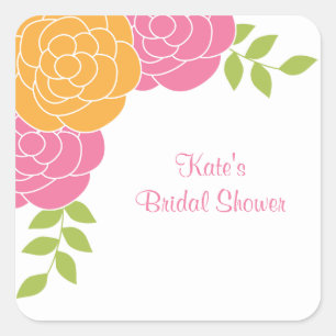 Pink and Orange Floral Stickers