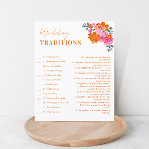 Pink and Orange Floral Wedding Traditions Game