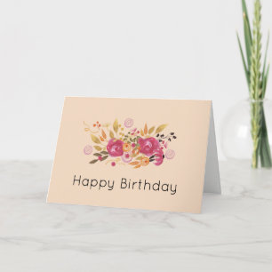 Pink and Orange Flower Bouquet on Peach Background Card