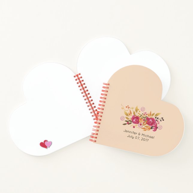 Pink and Orange Flower Bouquet on Peach Background Notebook (Inside)