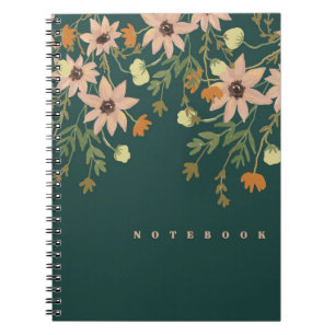 Pink and Orange Flowers in Green Notebook