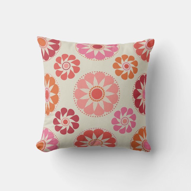 Pink and Orange Flowers MOJO Pillow (Front)