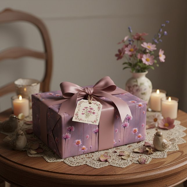 Pink and orange flowers pattern wrapping paper (Creator Uploaded)