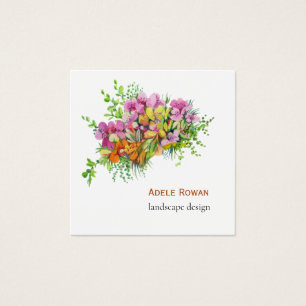 Pink and orange flowers watercolor painting
