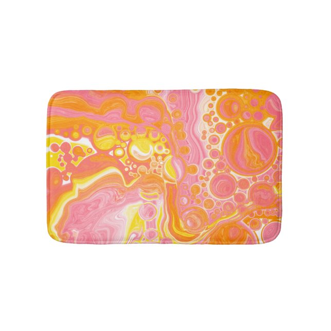 Pink and Orange Fluid Art Bath Mat (Front)