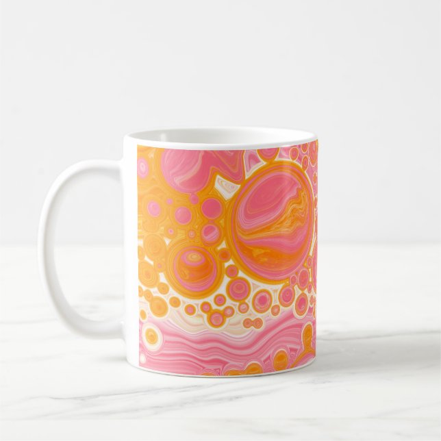 Pink and Orange Fluid Art  Coffee Mug (Left)