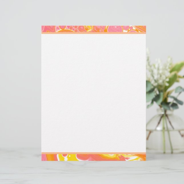 Pink and Orange Fluid Art Custom Letterhead (Standing Front)