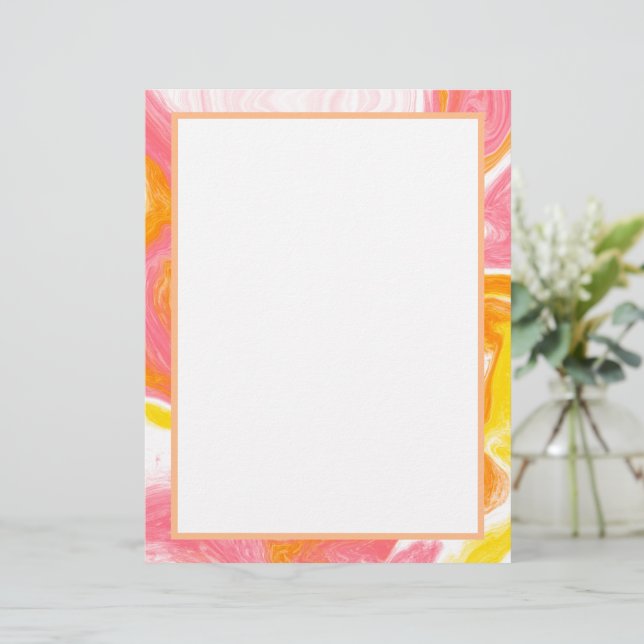 Pink and Orange Fluid Art Letterhead (Standing Front)