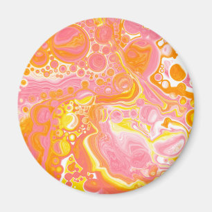 Pink and Orange Fluid Art Magnet