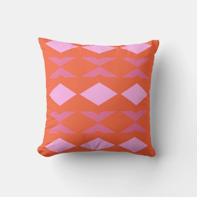 Pink and Orange Geometric Modern Quilt Design Cushion (Front)