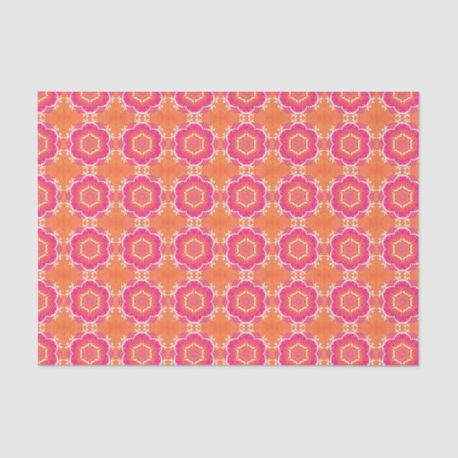 Pink and Orange Geometric Pattern Tissue Paper (Front)