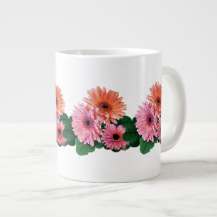 Pink and Orange Gerbera Daisies Large Coffee Mug