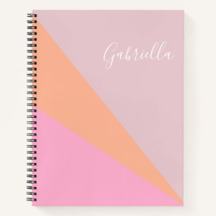 Pink and Orange Girly Geometric Personalised  Notebook
