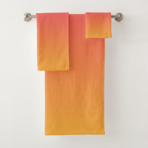 Pink and orange gradient bath towel set