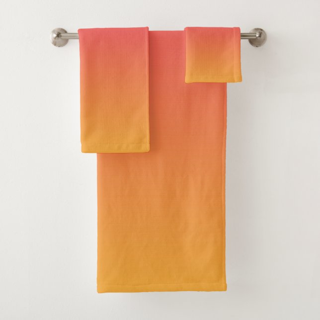 Pink and orange gradient bath towel set (Insitu)