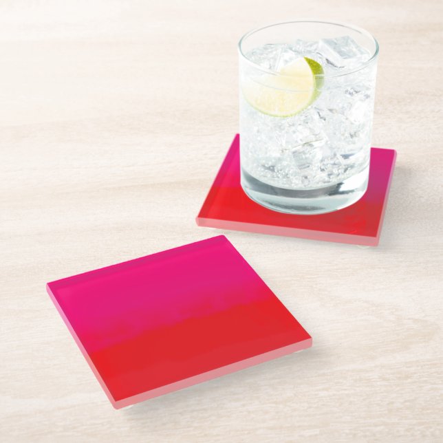 Pink and Orange Gradient  Glass Coaster (Angled)