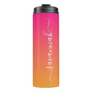 Pink and orange gradient thermal tumbler
