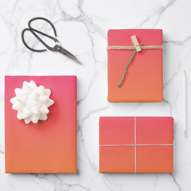Pink and orange gradient wrapping paper sheet (Front)