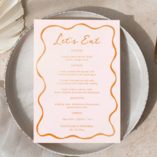 Pink and Orange Hand Drawn Wave Wedding Menu