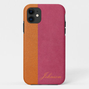 Pink and Orange Leather Look iPhone 11 Case