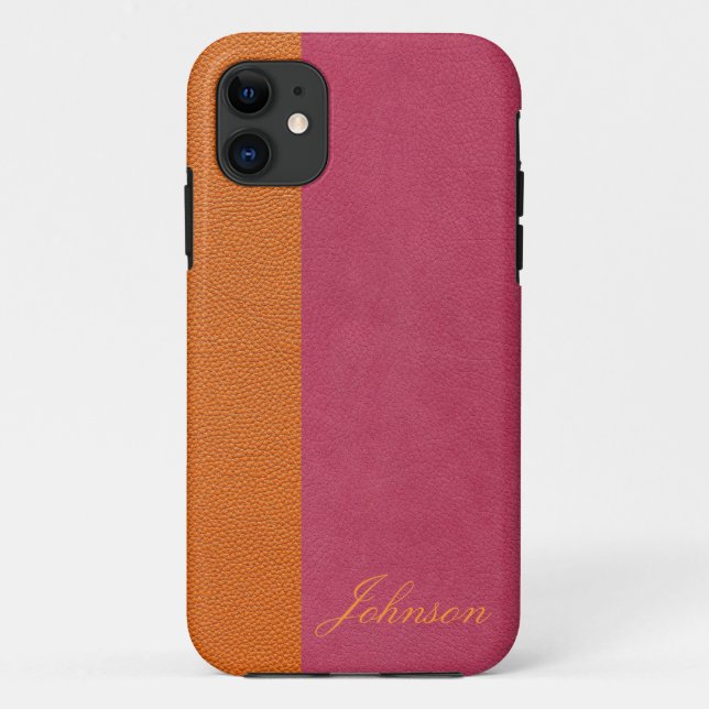 Pink and Orange Leather Look Case-Mate iPhone Case (Back)
