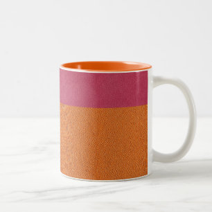 Pink and Orange Leather Look Two-Tone Coffee Mug