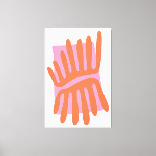 Pink and Orange Leaves Matisse Inspired Abstract Canvas Print