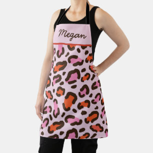 Pink and Orange Leopard Animal Print Custom  Apron