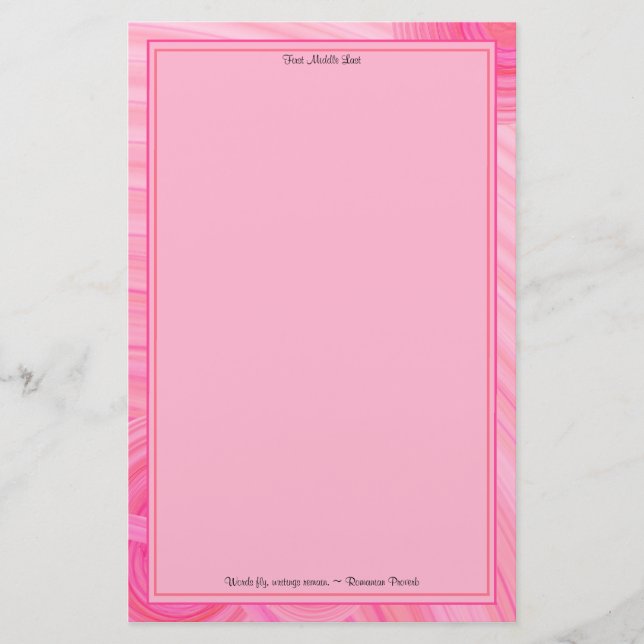 Pink and Orange Line Borders Stationery (Front)