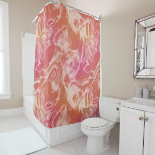 Pink and Orange Marble abstract Shower Curtain