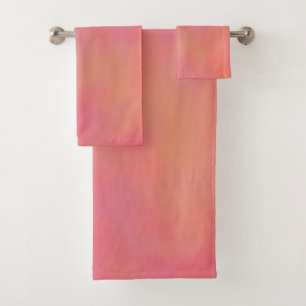 Pink and Orange Marrbled Cloud abstract Bath Towel Set