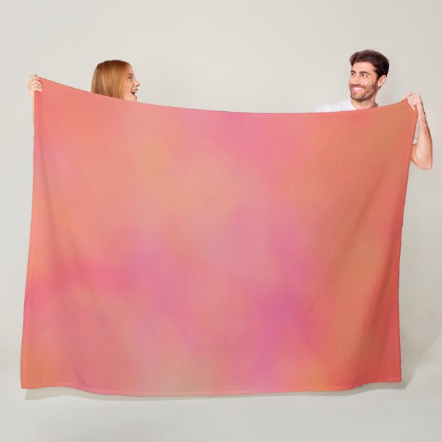Pink and Orange Marrbled Cloud abstract Fleece Blanket (In Situ)