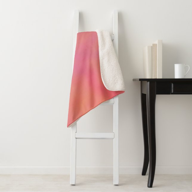 Pink and Orange Marrbled Cloud abstract Sherpa Blanket (In Situ)