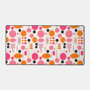 Pink and Orange Mid Century Geometric Pattern Desk Mat