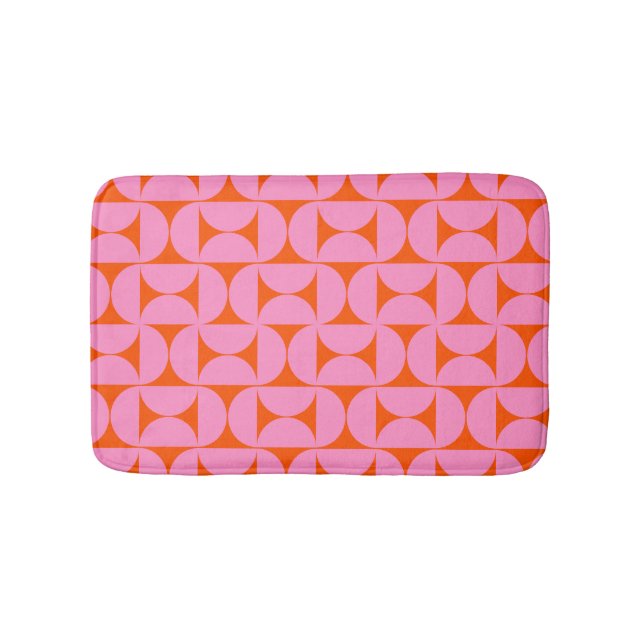 Pink And Orange Mid Century Modern Pattern Bath Mat (Front)