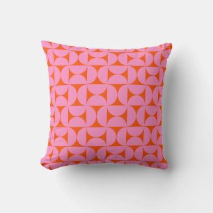 Pink And Orange Mid Century Modern Pattern Cushion