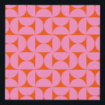 Pink And Orange Mid Century Modern Pattern Faux Canvas Print<br><div class="desc">Retro Mid Century Modern Pattern – Abstract Geometric Shapes – Cute and Minimalist Geometric Pattern in pink and orange.</div>