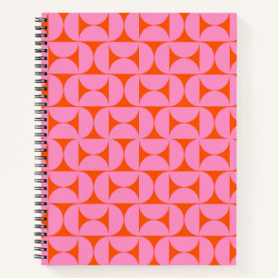 Pink And Orange Mid Century Modern Pattern Notebook