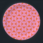 Pink And Orange Mid Century Modern Pattern Paper Plate<br><div class="desc">Retro Mid Century Modern Pattern – Abstract Geometric Shapes – Cute and Minimalist Geometric Pattern in pink and orange.</div>