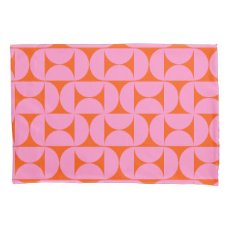 Pink And Orange Mid Century Modern Pattern Pillowcase