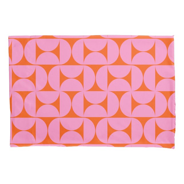 Pink And Orange Mid Century Modern Pattern Pillowcase (Front)