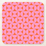 Pink And Orange Mid Century Modern Pattern Square Paper Coaster<br><div class="desc">Retro Mid Century Modern Pattern – Abstract Geometric Shapes – Cute and Minimalist Geometric Pattern in pink and orange.</div>