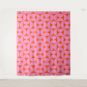 Pink And Orange Mid Century Modern Pattern Tapestry