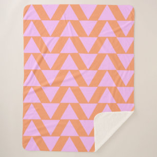 Pink and Orange Modern Geometric Triangle Pattern Sherpa Blanket