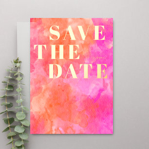 Pink and Orange Modern Wedding Save the Date